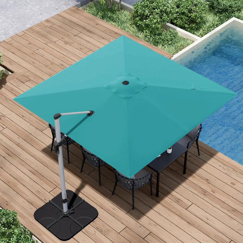 Patio Umbrella, 10FT Outdoor Cantilever Umbrella with 360-degree Rotation for Garden, Deck, Backyard, Pool and Beach, Turquiose by GreenHaven Gardens