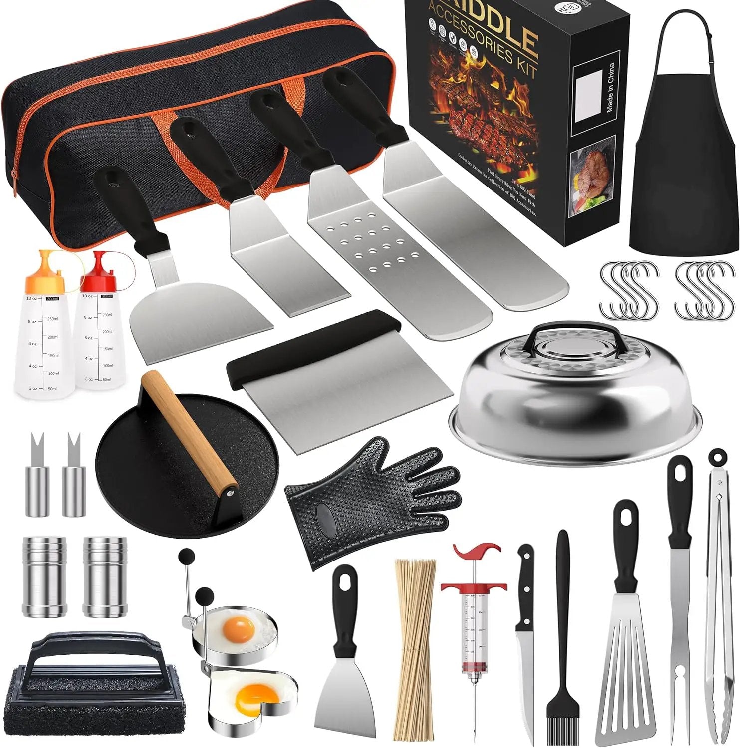 134 Pcs Griddle Accessories Kit for Blackstone - Perfect Flat Top Grill Accessories for Outdoor, Professional Round Melting Dome with Cast Iron Smash Burger Press for Barbecue. by GreenHaven Gardens