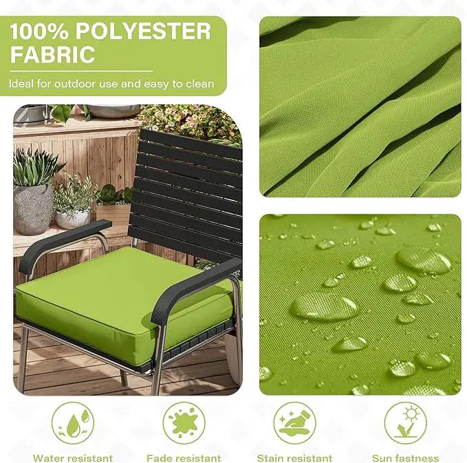 Patio Chair Cushions 22 X 22 X 4 Inch Waterproof Outdoor Seat Cushions for Patio Furniture, Outdoor Sofa Couch Pads with Ties & Handle, Set of 2, Grass Green by GreenHaven Gardens