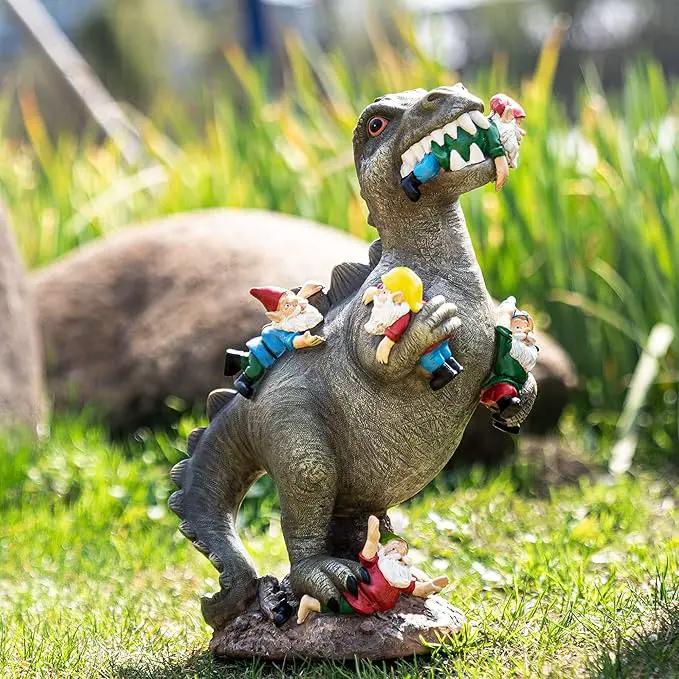 Garden Gnomes Statues Yard Decorations Outdoor Garden Decor, 14” Dinosaur Gnomes Garden Statues, Patio, Lawn Ornament, Gardening Gifts for Women for Housewarming by GreenHaven Gardens