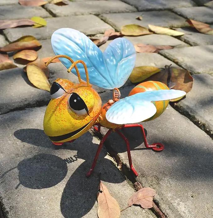GIFTME 5 Garden Decor Bee and Butterfly,Metal Outdoor Decorations for Garden, Set of 2 Metal Yard Art-Perfect Garden Lover Gifts by GreenHaven Gardens
