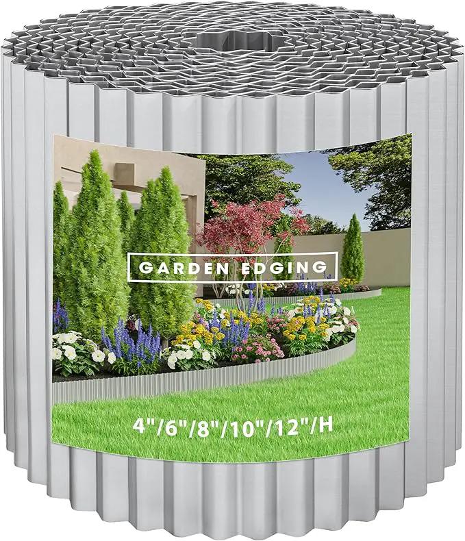 Metal Garden Edging Border, Corrugated Steel Landscaping, DIY for Lawn (Silver, 6 Inch x 20FT) by GreenHaven Gardens