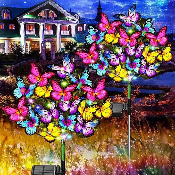 Solar Garden Lights Outdoor Waterproof Solar Lights 2 Pack with New Upgraded 72 LED 34 Butterfly Outdoor Solar Lights for Yard Outside Garden Pathway Decor Gifts for Womens Mother's Day by GreenHaven Gardens