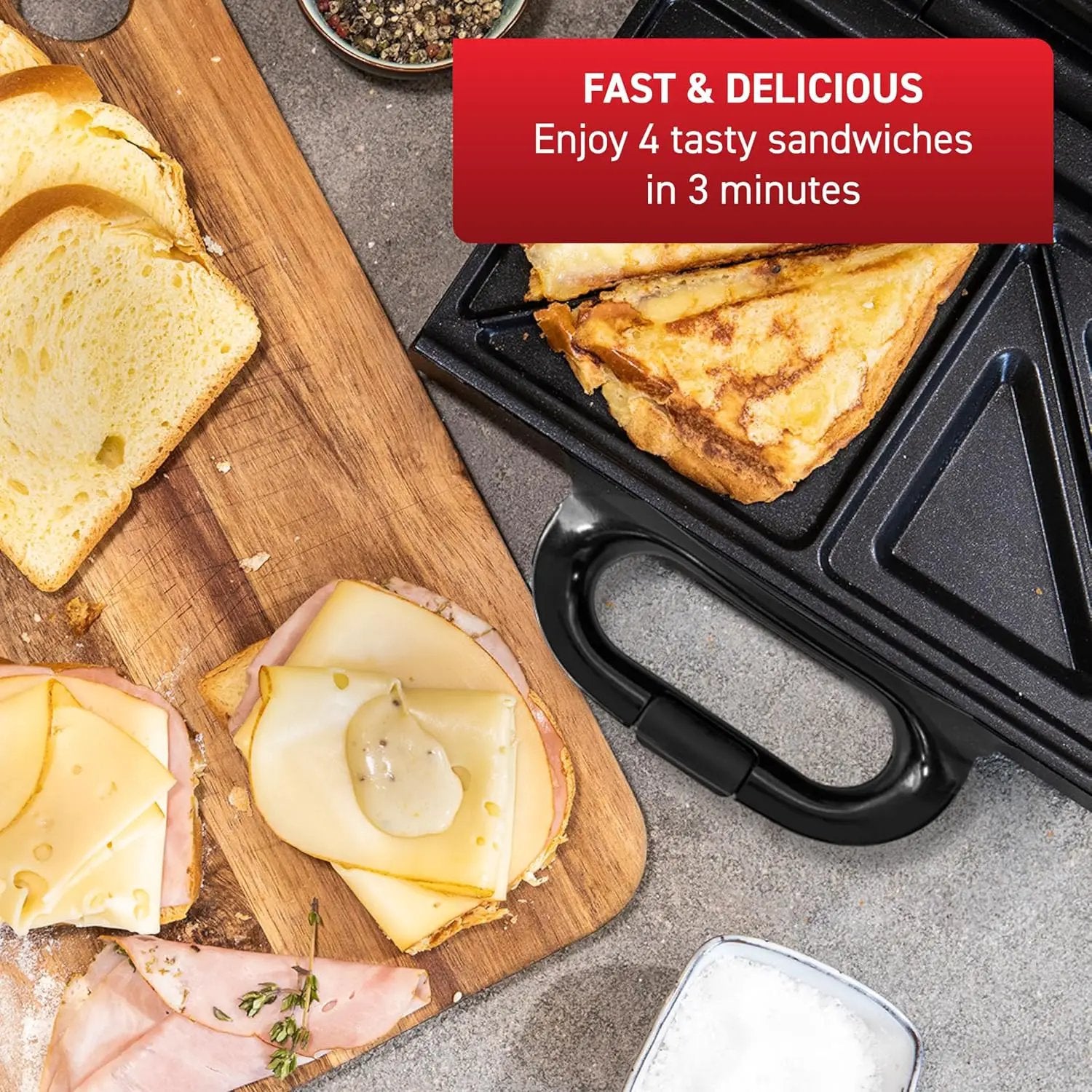 T-fal Compact Sandwich Maker, Stainless Steel, Easy to Clean, Indicator Lights, Cool Touch Handle, Grilled Cheese, Panini, 625 Watts, Black by GreenHaven Gardens