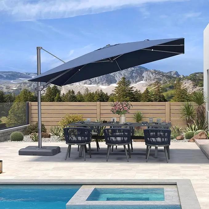 PURPLE LEAF 11.5' X 8' Left-right Tilting Outdoor Patio Umbrella Swivel Offset Cantilever Heavy Duty Rectangle Aluminum Umbrella with UV Resistant for Deck Pool Patio Backyard, Ocean Slate by GreenHaven Gardens