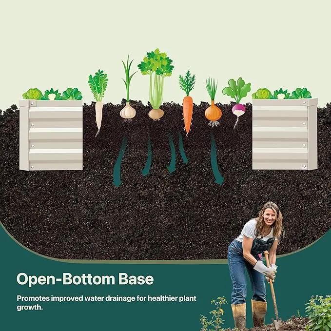 Raised Garden Bed Outdoor, 8x4x1ft Garden Box, Beige Garden bed, Metal Raised Garden Bed for Gardening Vegetables Flowers, Planter Box, Raised Bed by GreenHaven Gardens