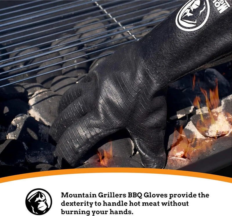 Mountain Grillers Extreme Heat Resistant Gloves for Grill BBQ High Temperature Fire Pit Gloves Barbecue Cooking, Smoker, Oven, Fryer, Grilling Waterproof, Fireproof Oil Resistant Neoprene Coating 14in by GreenHaven Gardens