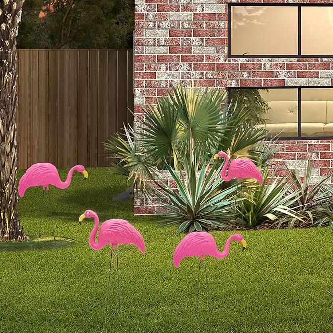 4E's Novelty 4 Pink Flamingos Yard Decorations - Large 23" Flamingos Yard Ornaments - Pink Flamingos for Yard Sculptures & Statues - Lawn Flamingos Outdoor Garden Decor, Weather Resistant by GreenHaven Gardens