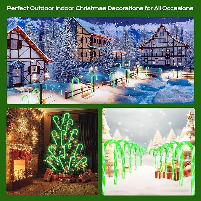 Christmas Candy Cane Lights 12Pcs Christmas Pathway Lights with 72 Count Incandescent Green Lights, Connectable 12 Inch Pathway Makers Lights for Indoor Outdoor Walkway Patio Yard Lawn Decorations by GreenHaven Gardens