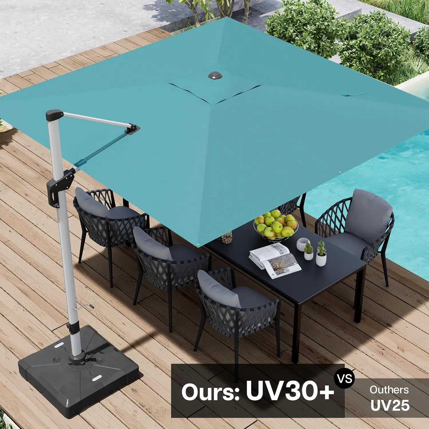 Patio Umbrella, 10FT Outdoor Cantilever Umbrella with 360-degree Rotation for Garden, Deck, Backyard, Pool and Beach, Turquiose by GreenHaven Gardens