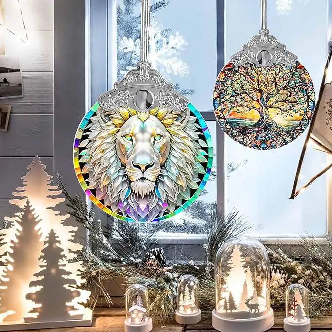 Stained Glass Suncatcher, Jocidea Lion Ornament, Christmas Ornaments, Holidays Ornaments, Christmas Tree Decor, Lion Decor for Home, Lion Gifts by GreenHaven Gardens