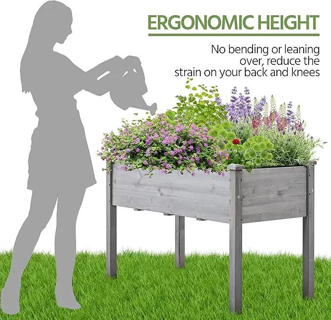 Yaheetech 1pc Raised Garden Bed Outdoor with Legs Horticulture Elevated Wood Planter Boxes w/Stable Rectangle Structure Standing Planter for Vegetables Flowers Herbs Planting,Gray by GreenHaven Gardens