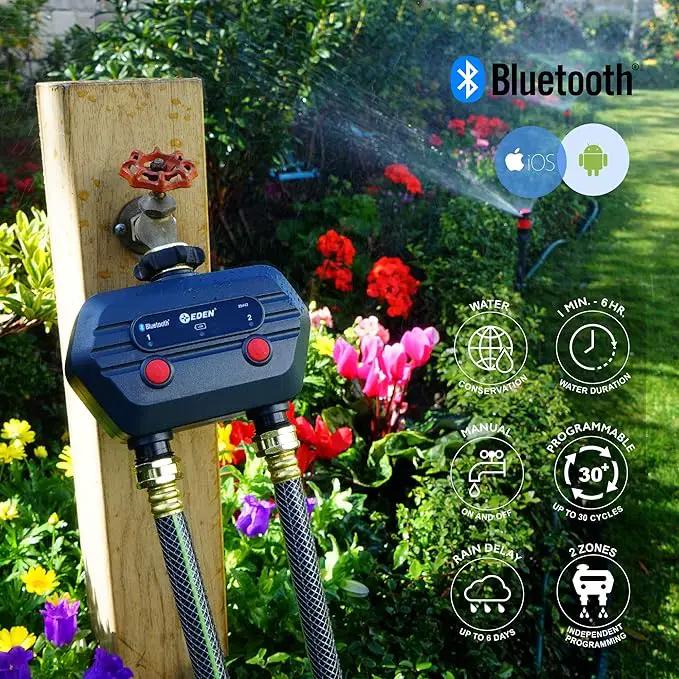 Eden 93442 2-Zone Bluetooth Water Timer for Smart Irrigation - Remote Control via App, Customizable Scheduling, and Water Delay Setting by GreenHaven Gardens