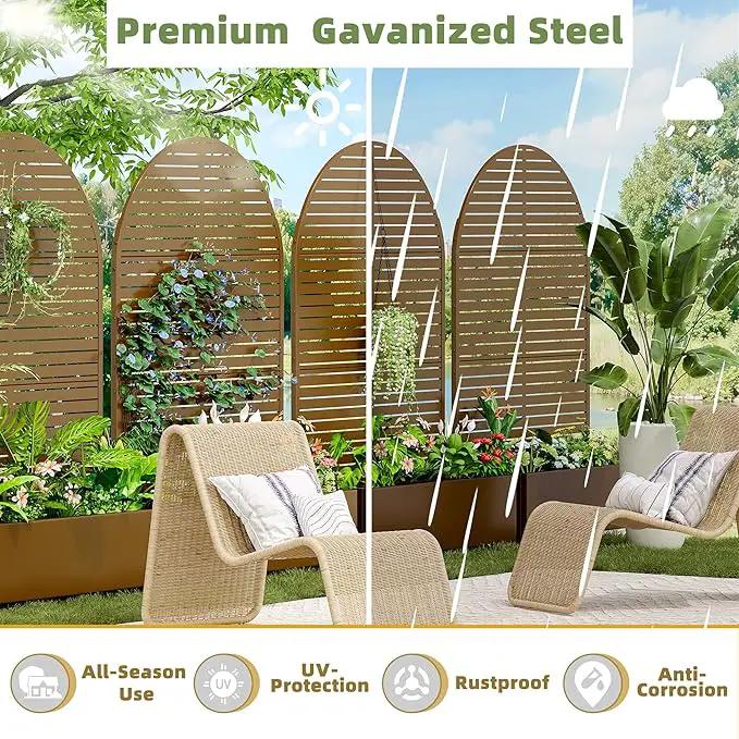 Casaphoria Metal Raised Garden Bed with Trellis and Wheels, 72"x47"x16" Arched Planter Box for Climbing Plants, Vegetables & Vines, Features Drainage Holes and Privacy Screen (Brown-Louvered) by GreenHaven Gardens
