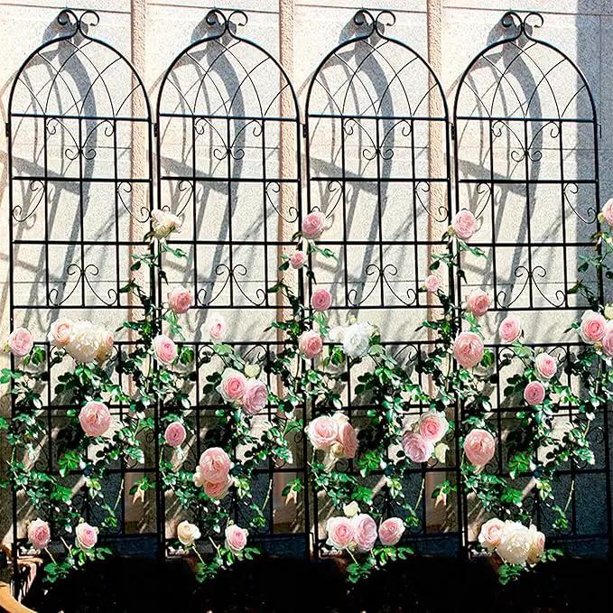 2 Pack Metal Garden Trellis for Climbing Plants 71" x 19.7" Outdoor Fence Rustproof Garden Trellis Support Roses Flower Lawn, Black 6FT by GreenHaven Gardens