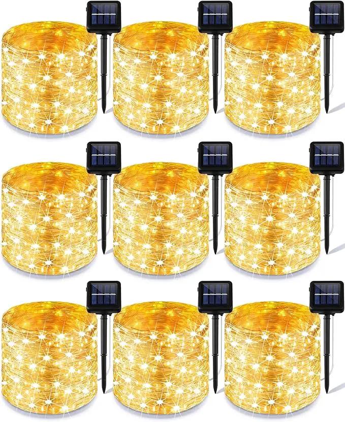 Treela 9 Pack Solar String Lights for Outside, 39 ft 100 LED Outdoor Fairy Lights Waterproof Copper Wire 8 Modes Solar Twinkle Lights for Patio Garden Tree Yard Party Decor(Warm White) by GreenHaven Gardens