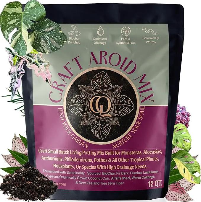 Craft Aroid Potting Mix- Elite Alocasia, Philodendron, Monstera Soil Mix, Chunky, Well Draining Potting Soil for Indoor Plants, All Tropical Plants & Houseplants, Peat Free 12QT by GreenHaven Gardens