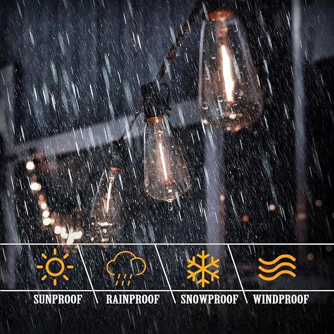 DAMAING Outdoor String Lights 50 FT Waterproof Patio Light String Lights with 27 ST38 Vintage Shatterproof LED Edison Bulbs,Retro Connectable Bistro Lights for Backyard Gazebo Balcony. by GreenHaven Gardens