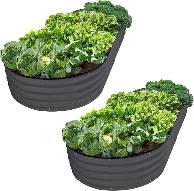 Galvanized Raised Garden Beds Outdoor // 8×4×1 ft (2-Pack) Planter Raised Beds for Gardening, Vegetables, Flowers // Large Metal Garden Box // Patented Tool-Free Design (Gray) by GreenHaven Gardens