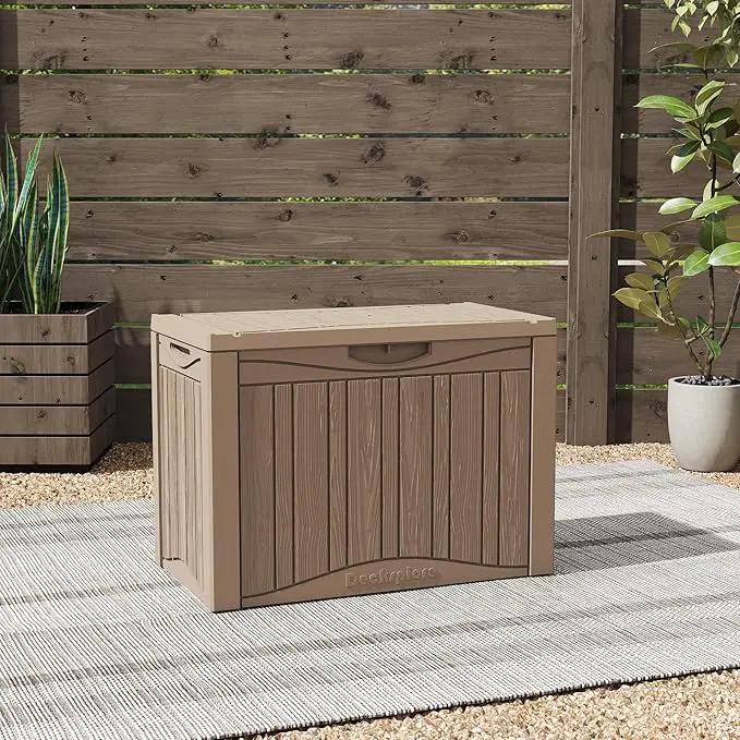 50 Gallon Outdoor Storage Box Waterproof Lockable Resin Deck Box Large, Patio Storage Bin for Pool Accessories Cushion Furniture, Garden Tools, UV-Resistant Outside Delivery Grey by GreenHaven Gardens
