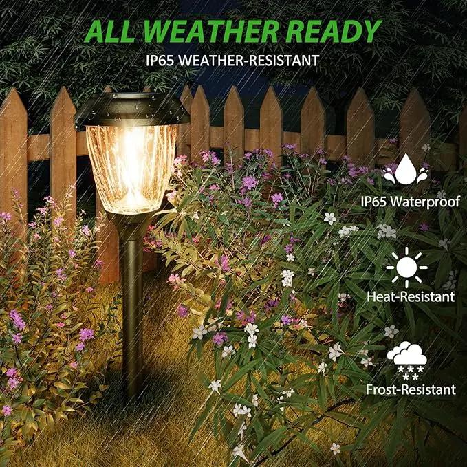XMCOSY+ Solar Pathway Lights Outdoor, 10/25 LM in 2 Lighting Modes, Glass Stainless Steel Waterproof Outside Solar Powered Garden LED Lights for Yard Lawn Driveway Walkway Landscape Decor(Warm White) by GreenHaven Gardens