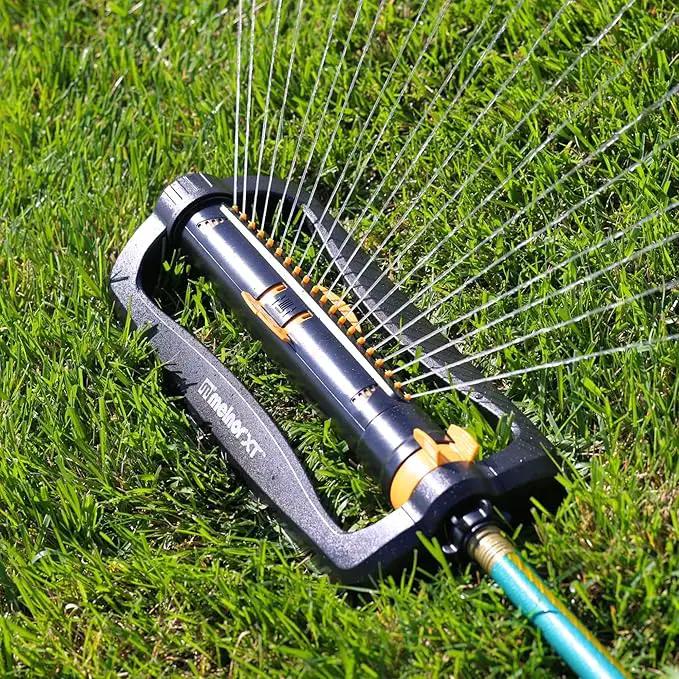 Melnor 65165AMZ XT Turbo Oscillating Sprinkler, 4,500 sq. ft., Quick Connect Bundle, 2-Way Adjustable, Black, Yellow by GreenHaven Gardens