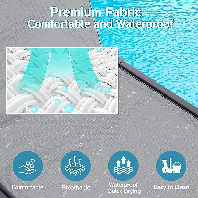 Outdoor Chaise Lounge Chair Set of 2, Foldable & Assemble-Free, 6 Adjustable Positions, Durable Rust-Resistant Frame, Portable Outdoor Pool Lounge Chairs for Pool Patio Beach, Grey by GreenHaven Gardens