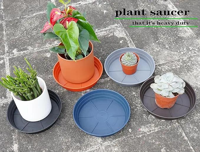 Plant Saucer 14 Inch 4 Pack 6 8 10 12 14 16 18 20 25, Plastic Plant Trays for Pots，Extra-Deep Plant Water Dray Tray, Bird Bath Bowl, Heavy Flower Plant Saucers Indoors and Outdoor No Holes by GreenHaven Gardens