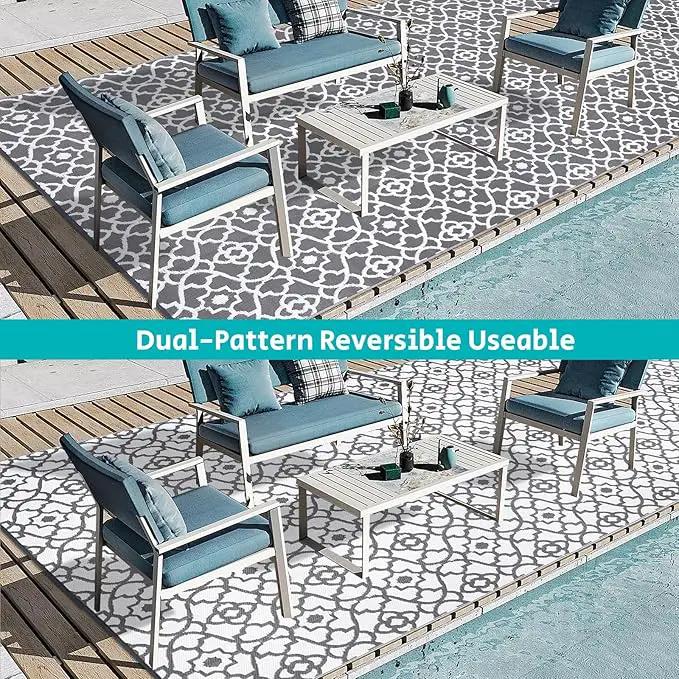 HEBE Outdoor Rug Waterproof 9x18, Plastic Straw Rug Camping Rug, Reversible Outdoor Patio Rugs RV Mat Clearance, Indoor Outside Floor Carpet for Porch,Deck,Camper,Balcony,Backyard by GreenHaven Gardens