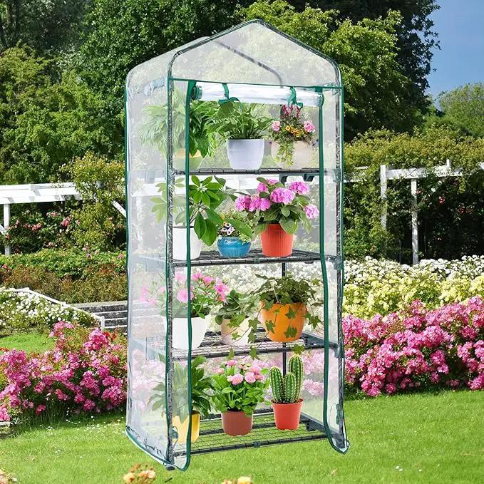 Mini Greenhouse for Outdoors Indoor: Ohuhu Small Green House with 4 Tier Shelves, Portable Plastic Greenhouses with Heavy Duty Transparent PVC Cover for Winter Garden Patio Backyard Porch Balcony by GreenHaven Gardens