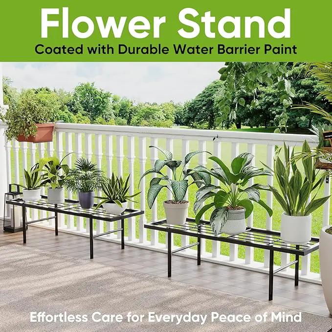 2 Pack Black Metal Plant Stands, Versatile for Indoors & Outdoors, Ideal Multi-Plant Display Rack for Windowsills, Patios, & Balconies by GreenHaven Gardens