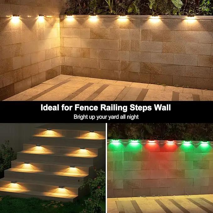 Ellasay Solar Fence Lights Outdoor: IP65 Waterproof RGB Solar Powered with 8 Lighting Modes - Wall Decor for Garden Deck Patio Backyard Balcony 6 Pack by GreenHaven Gardens