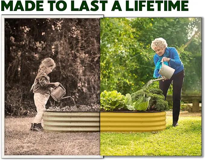 Galvanized Raised Garden Beds Outdoor // 4×2×1 ft (2-Pack) Planter Raised Beds for Gardening, Vegetables, Flowers (Yellow) // Large Metal Garden Box by GreenHaven Gardens
