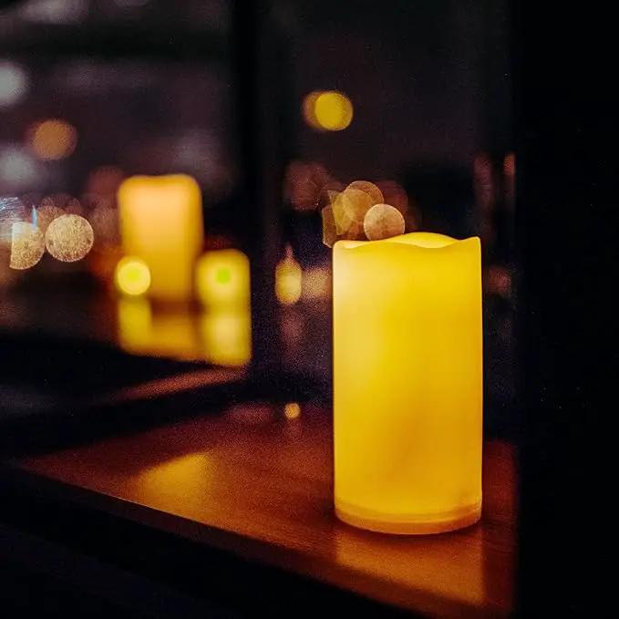 CANDLE CHOICE Waterproof Outdoor Battery Operated Flameless Candles with Remote Timer Plastic Flickering Fake Electric LED Pillars for Lantern Garden Wedding Christmas Decorations 3x6 Inches 2 PCS by GreenHaven Gardens