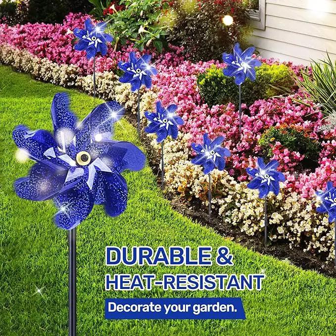 BATTIFE 10 Packs Blue Pinwheels for Yard and Garden, Sparkly Reflective Pinwheel for Scare Birds Away, Wind Spinner Deterrent Outdoor by GreenHaven Gardens