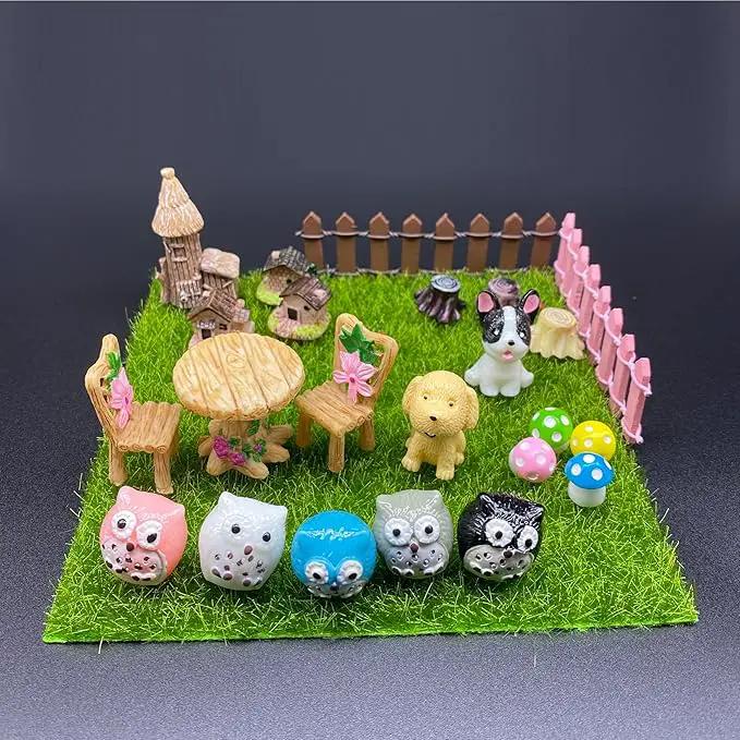 132pcs Fairy Garden Accessories Kit Miniature Animals,Tree,Fence,House Figurines Ornament Statue Craft for DIY Garden Micro Landscape Bonsai Dollhouse Decoration by GreenHaven Gardens
