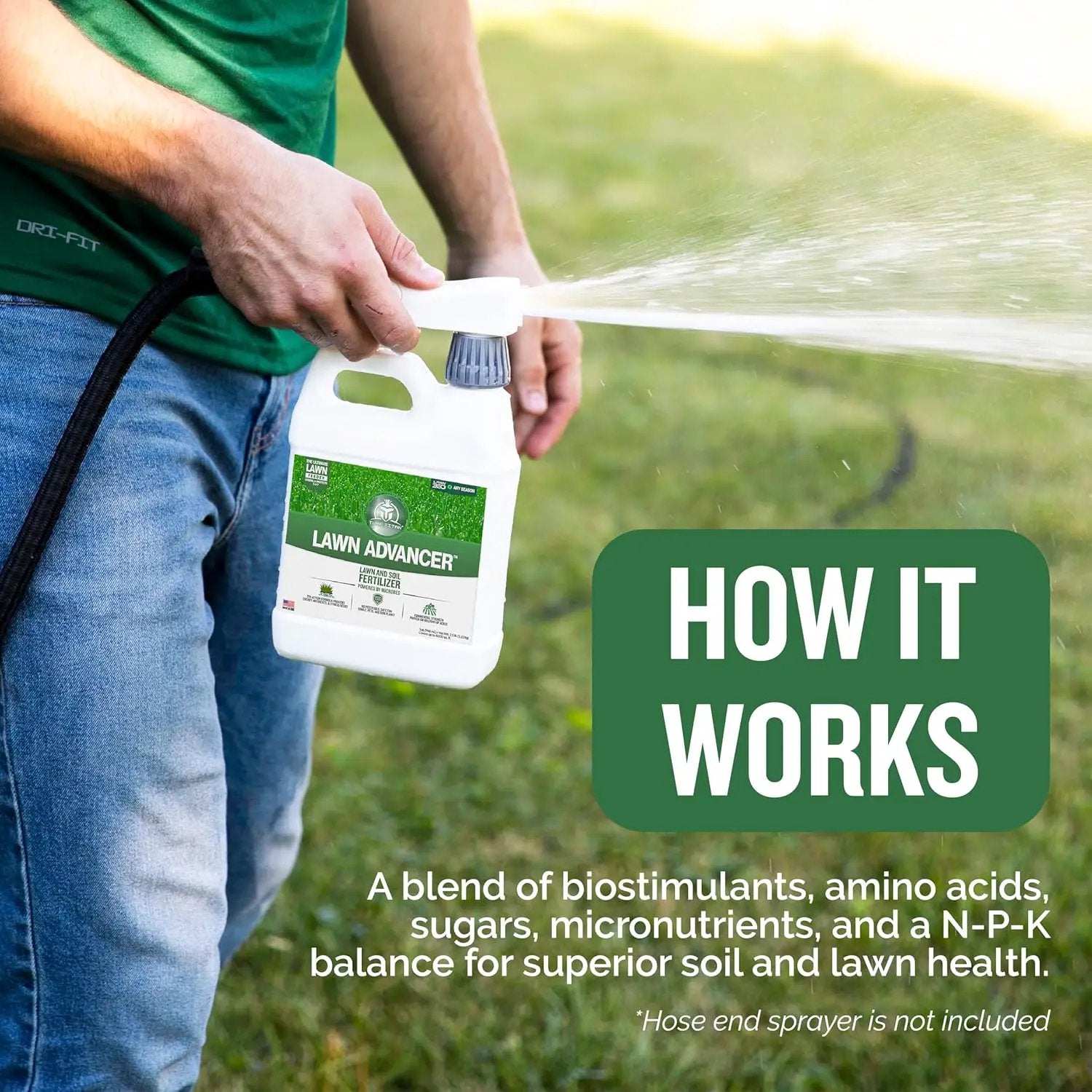 Turf Titan Lawn Advancer – Green Lawn Booster and Lawn Fertilizer (32 oz) – Fast Acting Grass Fertilizer w/Tri-Action Formula – Fertilizer Concentrate for Grass Growth - Covers up to 8,000 Sq F by GreenHaven Gardens