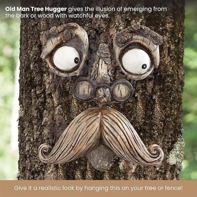 Bits and Pieces - 'Old Man' Tree Hugger - Yard Decorations - Whimsical Tree Sculpture - Garden Decoration - Garden Peeker Yard Art by GreenHaven Gardens