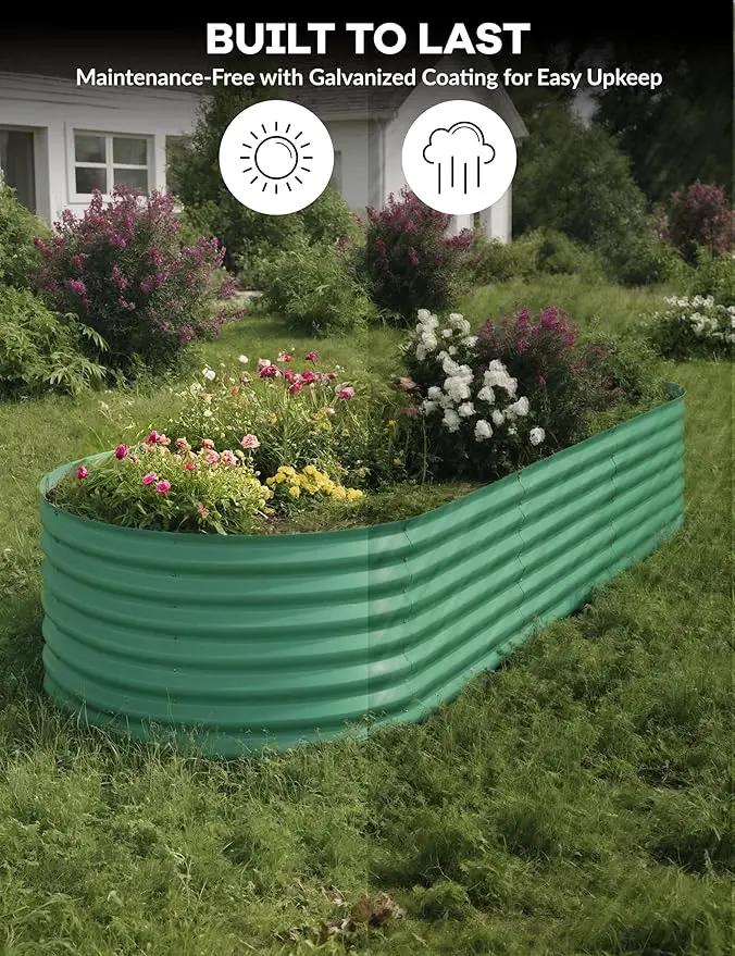 2 Pcs Raised Garden Beds Outdoor 10x4x1.5ft - Galvanized Steel Planter Box for Vegetables, Flowers, Rust-Resistant Garden Box, Easy Assembly Raised Beds, Durable Planters for Outdoor Plants, Green by GreenHaven Gardens