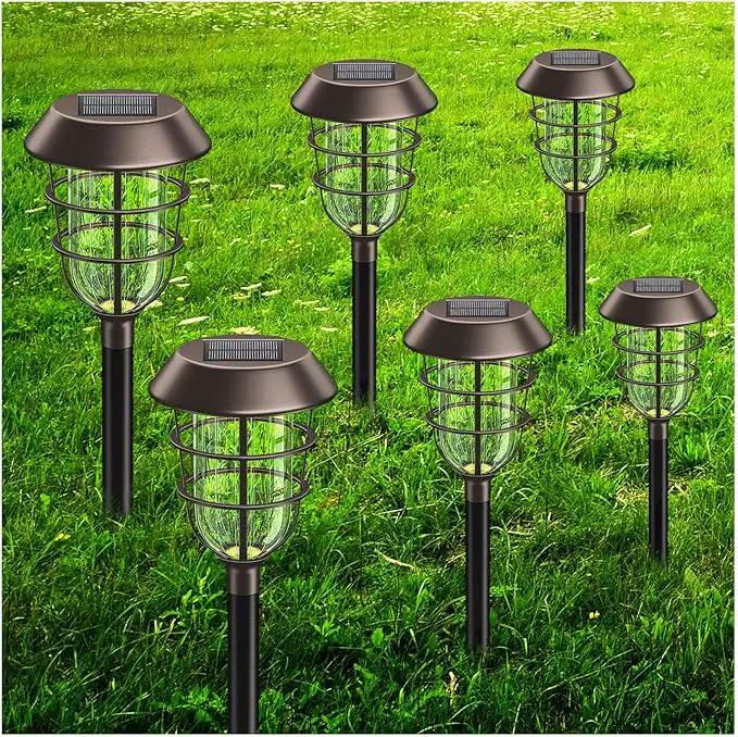 KOOPER Solar Pathway Lights Outdoor, Solar Lights Outdoor, 6 Pack Metal IP65 Waterproof Bright LED Solar Lights for Walkway Garden Yard Patio Decoration, White Light by GreenHaven Gardens