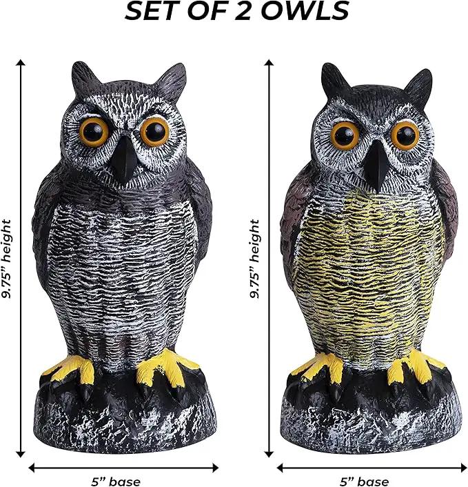 Galashield Owl Decoy to Scare Birds Away | Plastic Owls to Scare Birds Away | Owl Statue for Garden & Outdoors by Galashield [Set of 2] by GreenHaven Gardens