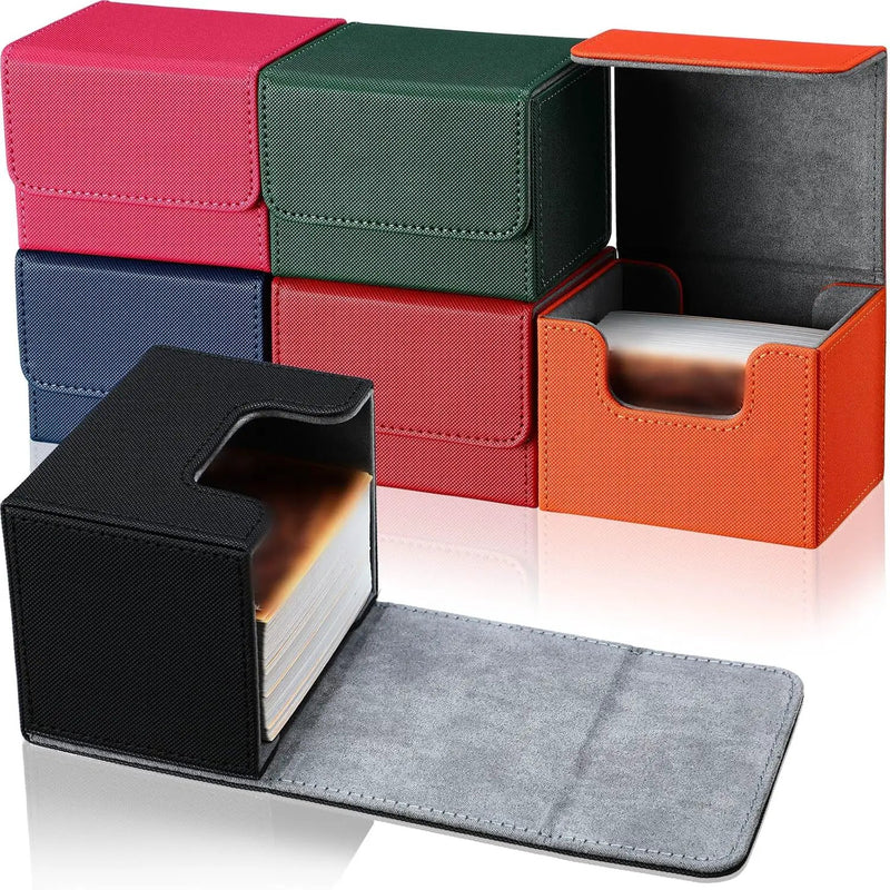 Yookeer 6 Pack Leather Deck Cases 100+ Card Deck Game Box Magnetic Playing Card Storage Box for 100 Plus Cards Compatible with Tcg(Pink,Red,Orange,Black,Blue,Green,Horizontal) by GreenHaven Gardens