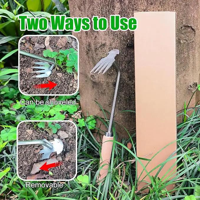 Weeding Artifact Uprooting Garden Weeding Tool, Upgraded Weed Removal Tool, Stainless Steel/Manganese Steel Weed Puller Manual Weeders for Home Gardening Yard Farmland (12in Stainless Steel Wood) by GreenHaven Gardens