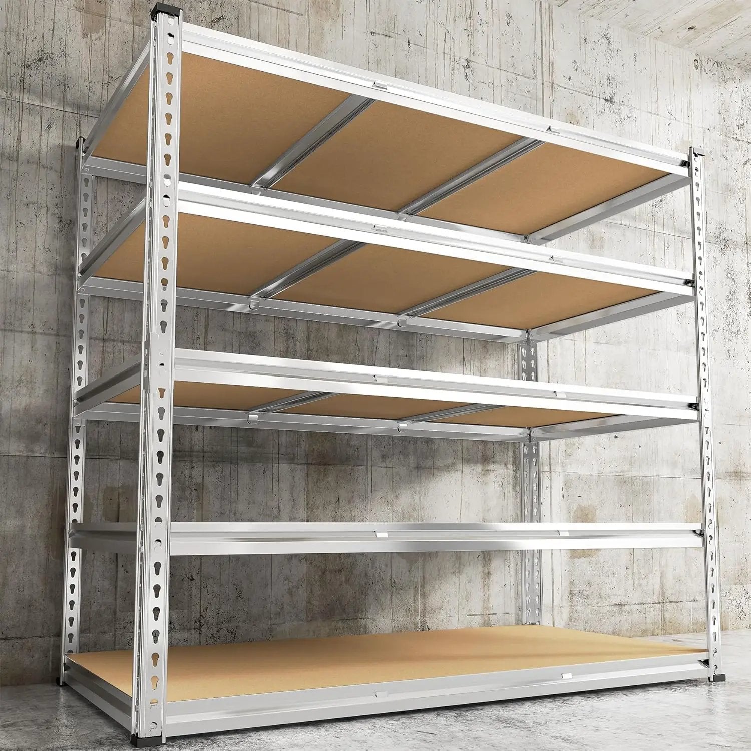 REIBII Garage Shelving, 5 Tier Storage Shelves Load 3020LBS, Adjustable Garage Shelving Heavy Duty, Metal Shelves Unit for Basement, Warehouse, 48" W x 72" H x 24" D, Galvanized by GreenHaven Gardens