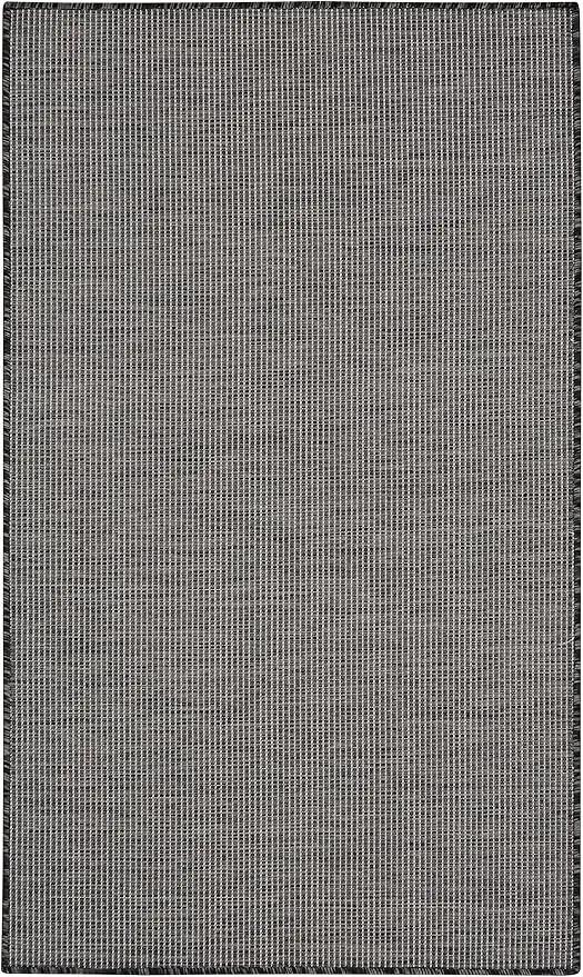 Nourison Positano Indoor/Outdoor Charcoal 3' x 5' Area Rug, Easy Cleaning, Non Shedding, Bed Room, Living Room, Dining Room, Backyard, Deck, Patio (3x5) by GreenHaven Gardens