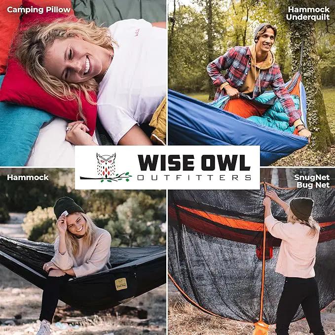 Wise Owl Outfitters Camping Hammock – 500lbs Portable Hammock with Tree Straps - Travel, Backpacking, Hiking, Outdoors Camping Gear - Single or Double by GreenHaven Gardens