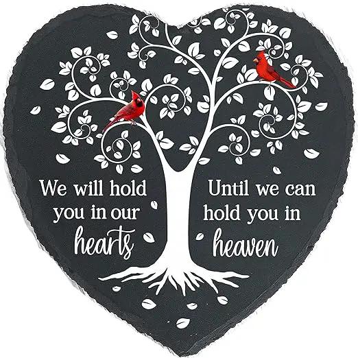Cardinal Memorial Slate Stone - Hold You in Our Hearts, Memorial Plaque Sympathy Gifts for Loss of Loved One, Memorial Gifts for Loss of Father, Mother, Brother Garden Slate Stone TNA6 by GreenHaven Gardens