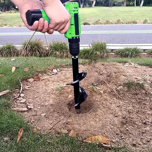 SYITCUN Auger Drill Bit for Planting - 4"X16" Heavy-Duty Post Hole Auger - Auger Post Hole Digger for Fence - 3/8" Hex Drive Drill by GreenHaven Gardens
