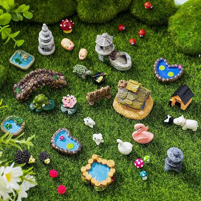 Yalikop 240 Pcs Miniature Garden Accessories, Including Animals, Mini Houses, Table and Chairs and Dollhouse Decoration, Miniature Figurines, Micro Landscape Ornaments, Garden DIY Kit, Birthday Gift by GreenHaven Gardens