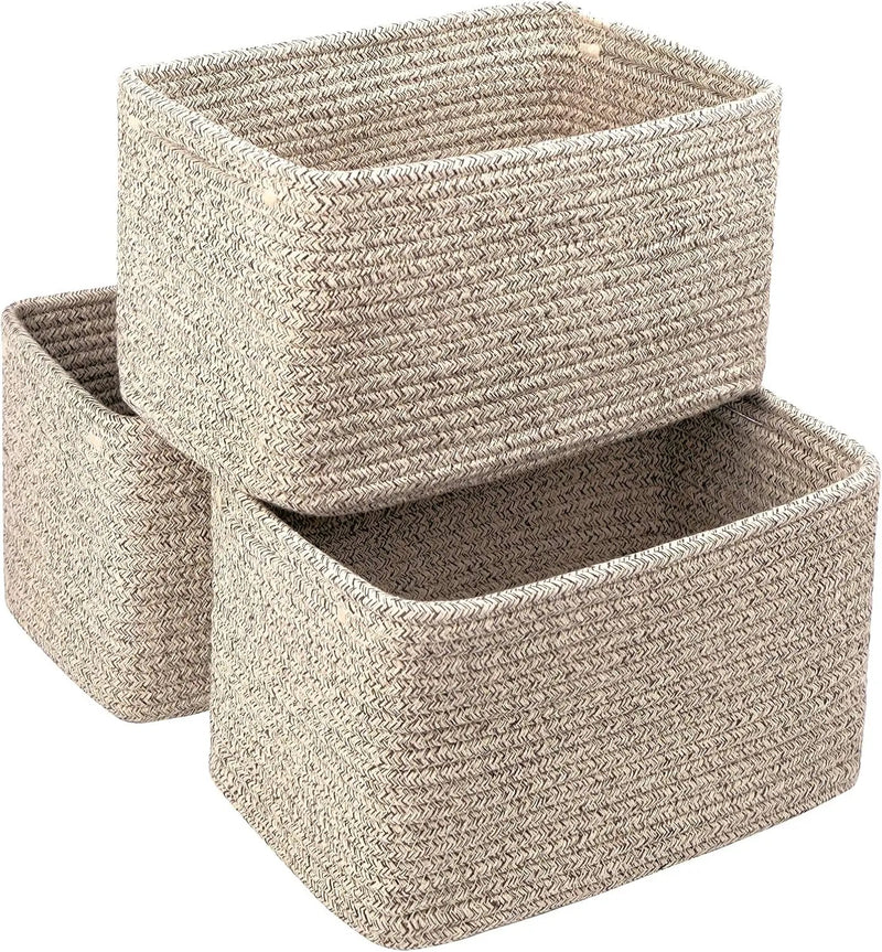 Small Cotton Rope Basket – Storage Bin for Organizing (10.6" x 6.7" x 6.7"), Bathroom Storage Basket for Shelf, Counter & Closet（Beige） by GreenHaven Gardens